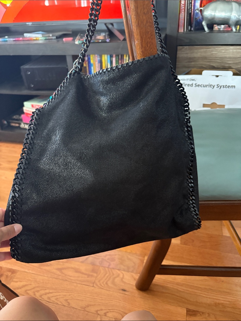 Stella McCartney Black Chain-Trim Shoulder Bag